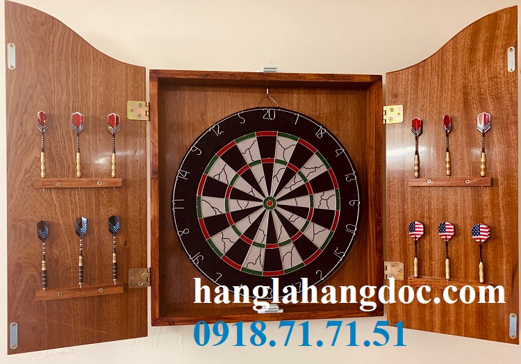 Tủ hộp gỗ xoan & bảng phóng phi tiêu chuyên nghiệp 18 inches nguyên bộ