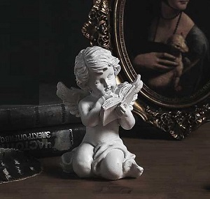 Tượng thiên thần quỳ đọc sách, trang trí cổ điển cá tính