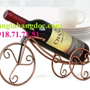 Xe 3 bánh đính đá đỡ chai rượu vang trưng bày v2